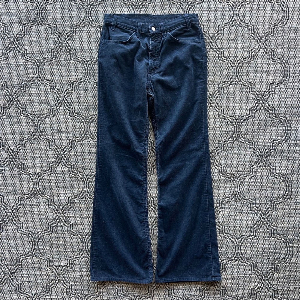 Vintage Levi's Pants Mens 32x32 Blue Corduroy White Tab Bell Bottom Flare 1970s